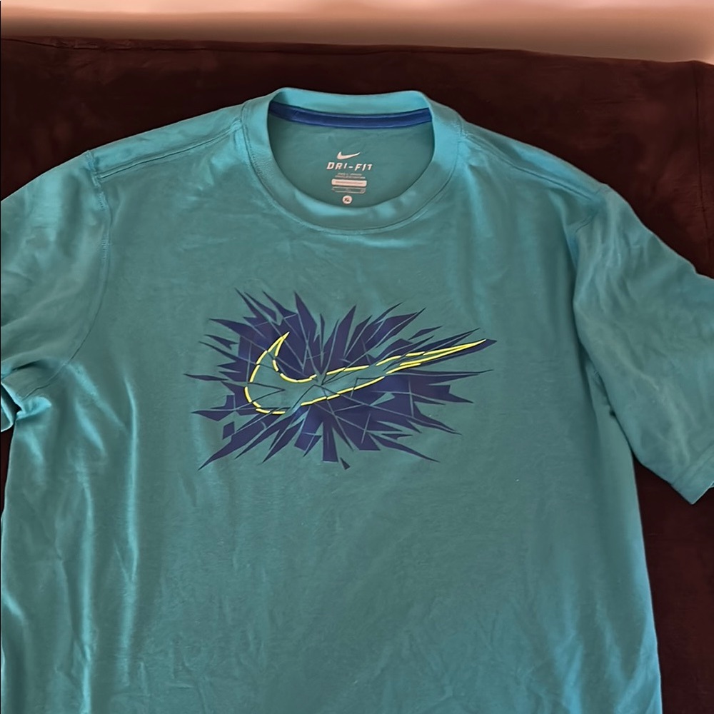Nike Blue Short Sleeve Tee with Graphic Design